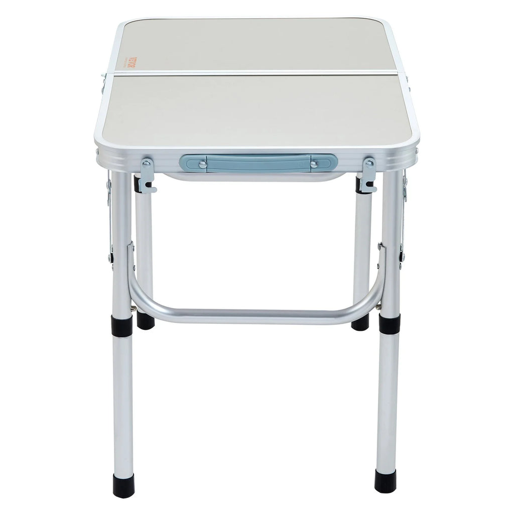 VEVOR Folding Camping Table, Adjustable Height Outdoor Portable Side Tables, Lightweight Fold up Table, Aluminum & MDF Ultra Compact Work Table, for Cooking, Beach, Picnic, Travel, 24X16 Inch, Silver